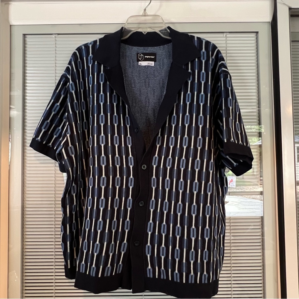 Original Use Navy and White Textured Shirt